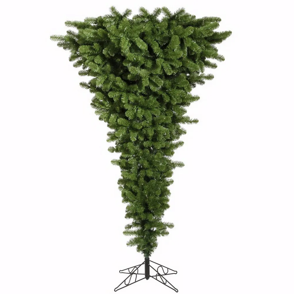 Direct Factory Sale Green Full PVC Inverted Tree Christmas Decoration Personalized Indoor Simple Iron Christmas Tree