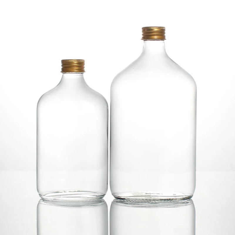 100ml 150ml 200ml 500ml Flint clear Flint Glass Bottle for Juice Beverage Sauce Tea Milk With Aluminum Caps