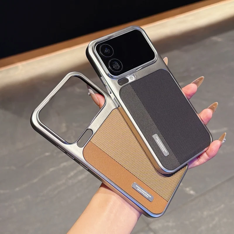 Business Ultra Thin Electroplating Leather Phone Case for Xiaomi 17 Pro Max 15 Pro 14 Ultra Shockproof Protective Back Cover