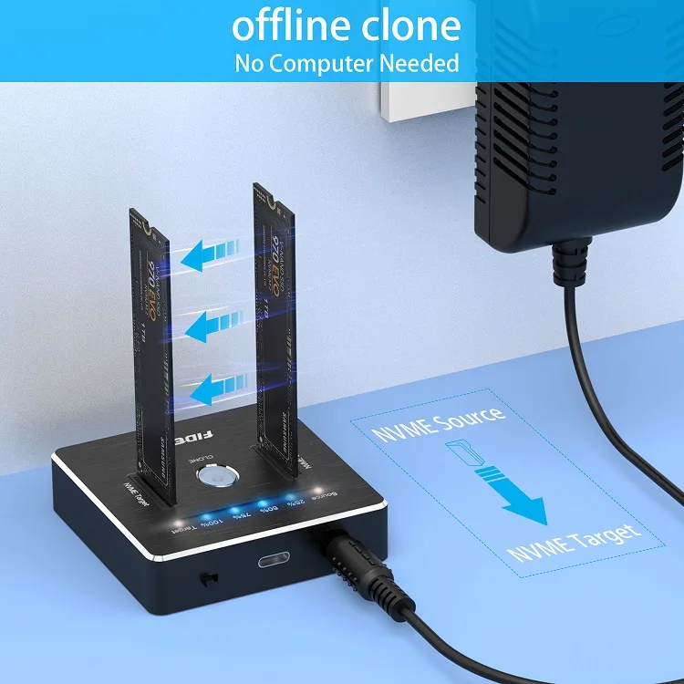 Lecteur Disque Dur Externe Station D'accueil Disque Dur FIDECO USB 3.0 - Support 2.5/3.5 SATA HDD SSD Avec Clone Hors Ligne Adaptateur Disque Dur