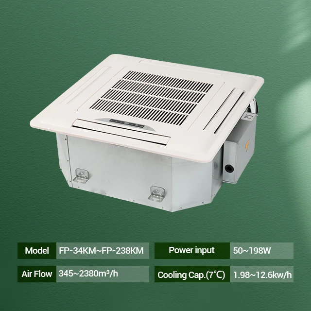 Custom Water Fancoil Hydronic Ceiling Mounted 4 Way Cassette Fan Coil Fan Coil Unit for Heating and Cooling