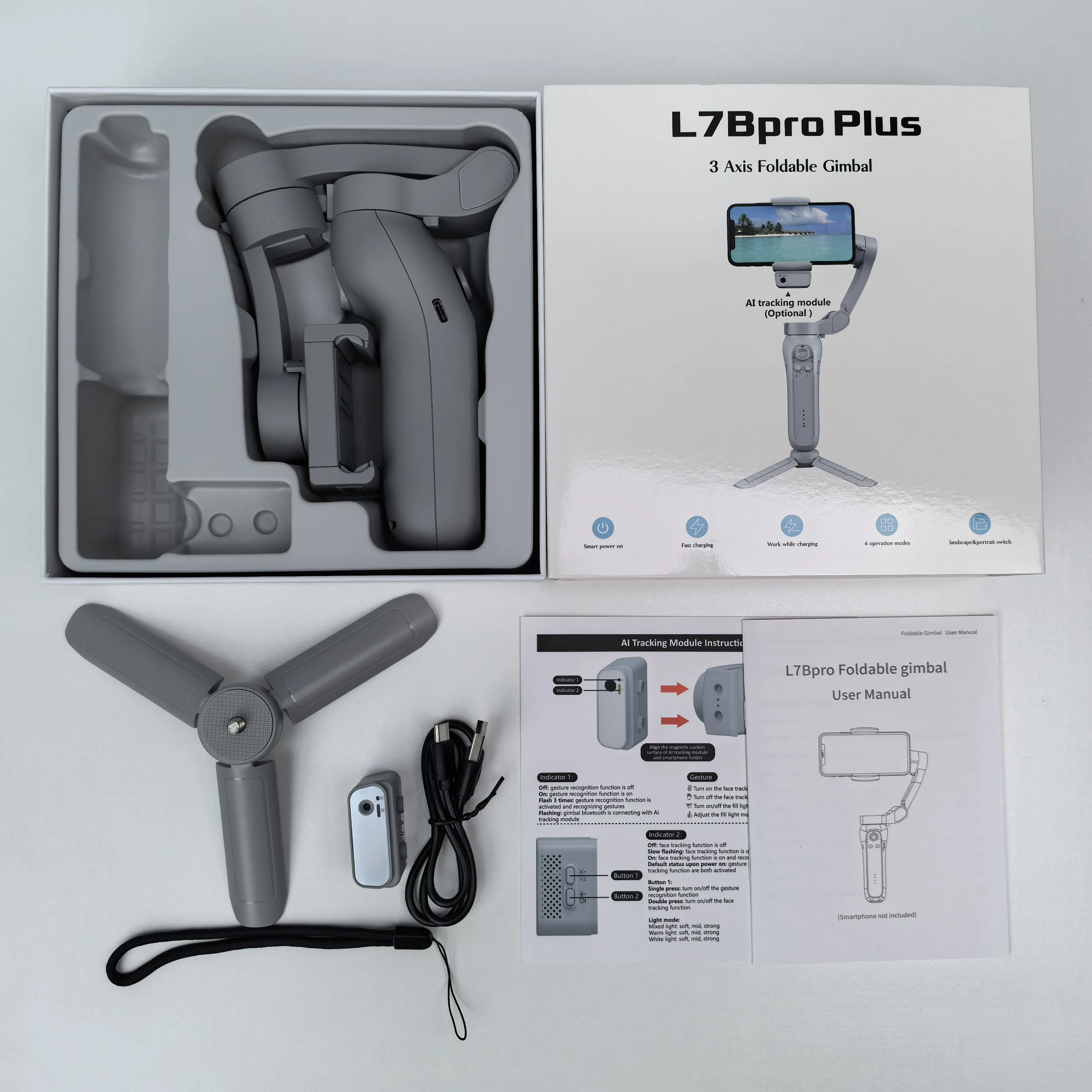L7bpro 3 Axis Gimbal Stabilizer - AI Tracking & VLOG Selfie
