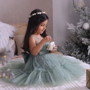 Pink Girl Dress Kids Ball Gown Flower Girls Dress Birthday Dress Baby Girl