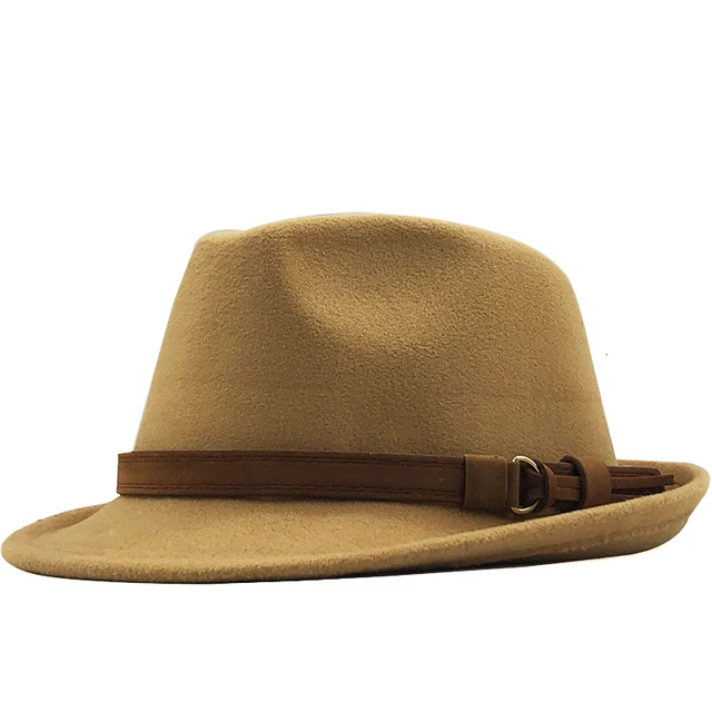 Wool Felt Fedora Hat Vintage Style Short Brim Trilby Pork Pie Hat Unisex Men main image 4