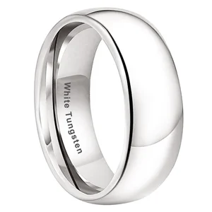 Coolstyle Jewelry 8mm White Tungsten Ring for Men Women Dropshipping Engagement Wedding Band Trendy Jewelry Polished Comfort Fit