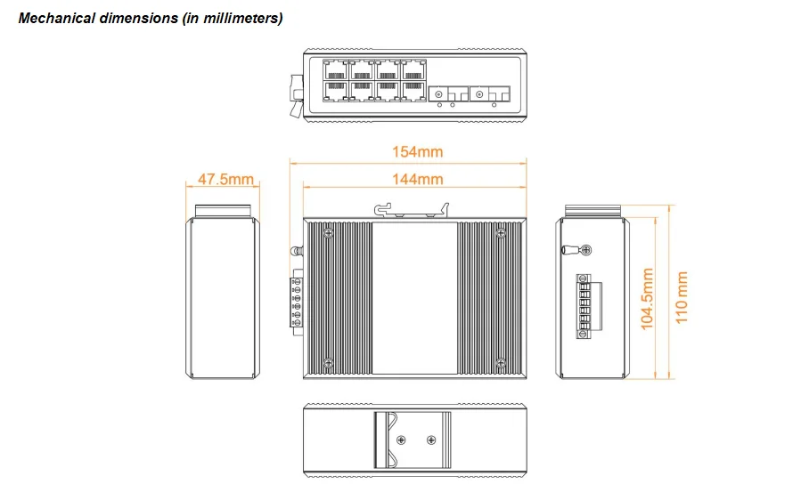 product 2 fiber 1x9 4 rj45 ports 12g backplane industrial unmanaged gigabit switch-2