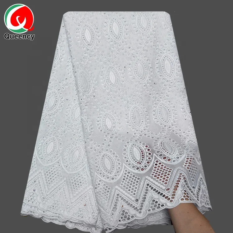 Хлопчатобумажная ткань Queency с новым дизайном, 100% швейцарская вуаль, кружевная ткань ручной работы, большие кружева с бусинами и камнями в наличии
