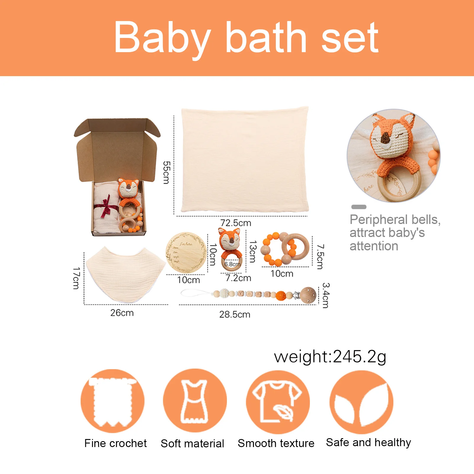 Custom New Born Baby Shower Gift Wooden Teething Baby Rattle Toy Bath