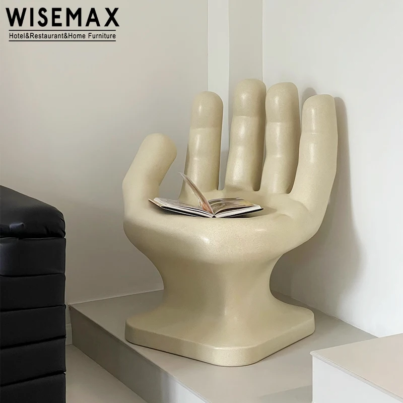 WISEMAX FURNITURE Vintage Mid-Century Hand-Shaped Lounge Chair Indoor Outdoor Plastic Art Decor Leisure Chair for Living Room