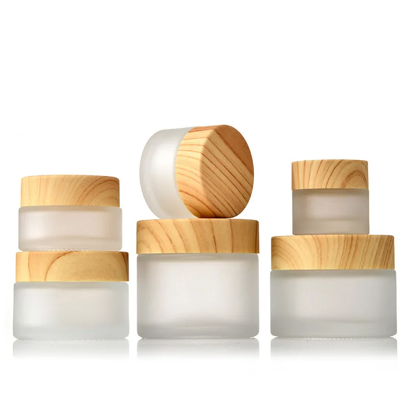 Scrub Cream Bottle Cover Face Cream Bottle Cosmetics Glass Bottle Travel Separate Bottling Set 5g 10g 15g 20g 30g 50g 60g Bamboo