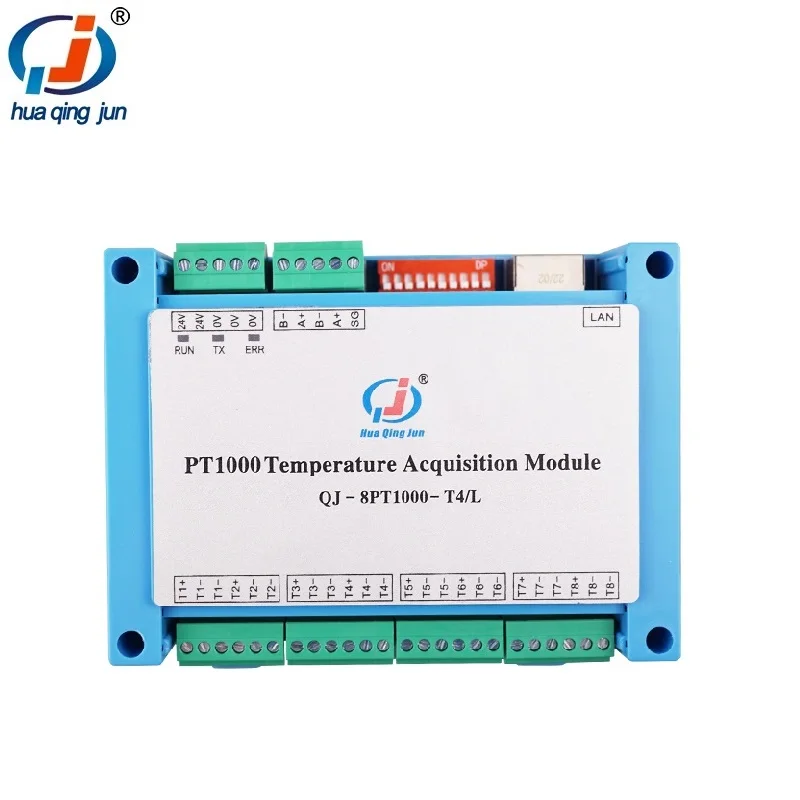Huaqingjun 8-Channel PT1000 Temperature Acquisition Module RS485 LAN MODBUS RTU/TCP Thermal Resistance for PT1000 Probes