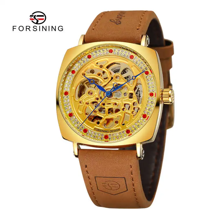 8274 Мужские механические часы из натуральной кожи