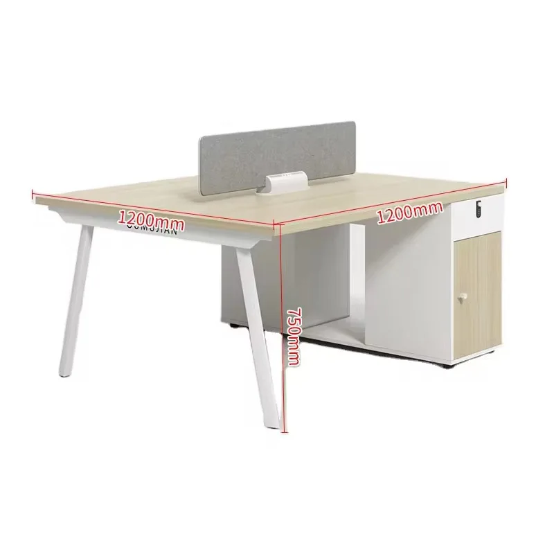 Modular Officeworks Table 1.4 Meter Steel Frame Wood Tabletop Modern Office Desk With File