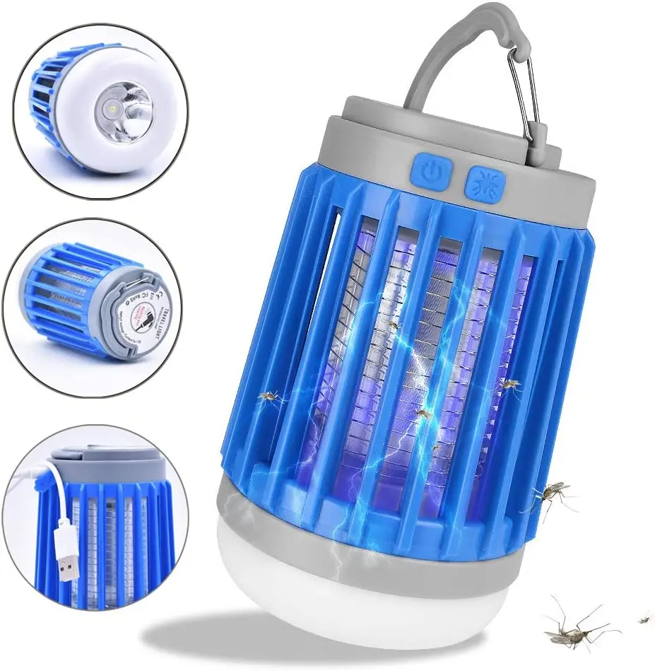 3-in-1 Portable IP67 Waterproof Outdoor USB Rechargeable Camping Lantern LED Flashlight Mosquito Killer Bug Zapper Tent Light factory