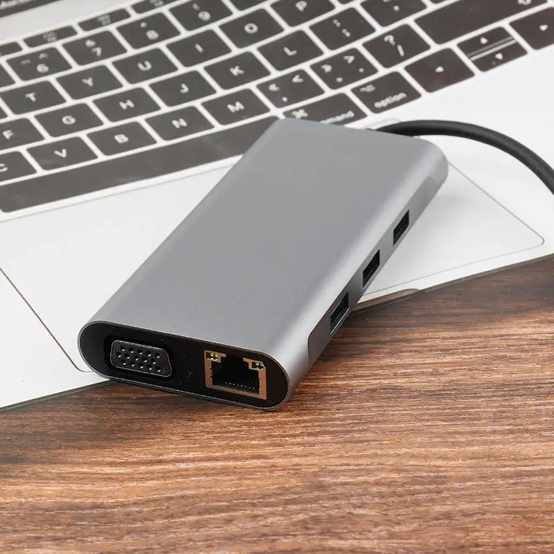 New Design Usb c Hub 10-in-1 Type c Hub USBC Hub Multiport Adapter for Mac Smart Phones with Ethernet