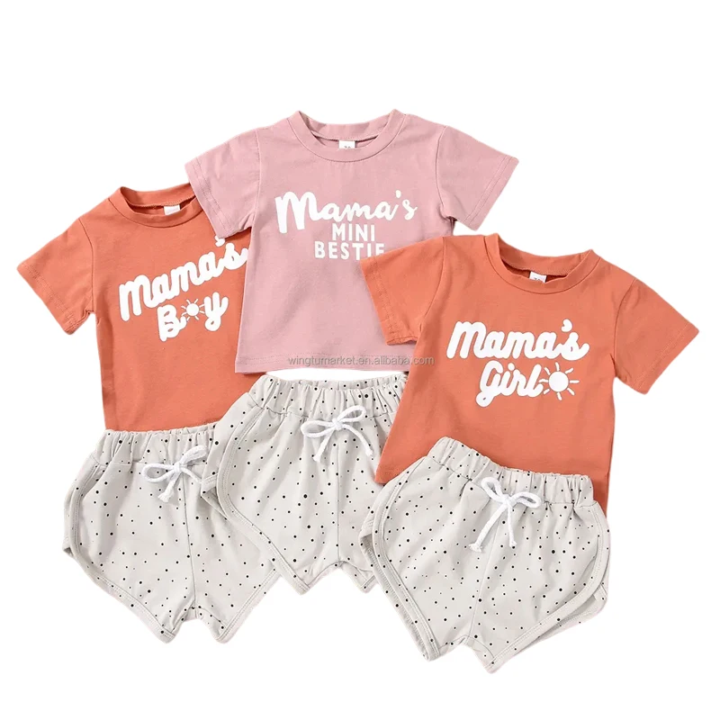 Изготовленный на заказ или «I Love Mama» «Лучшие друзья» для маленьких мальчиков и девочек одежда детей ясельного возраста в горошек шорты мягкие футболки Дизайнерская обувь с изображением