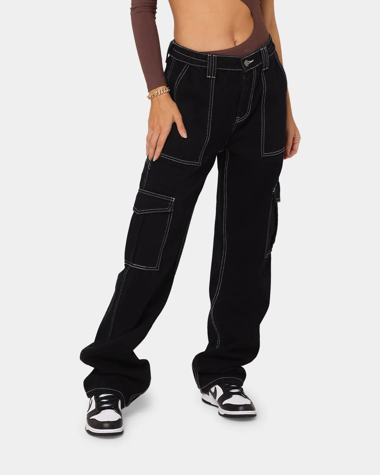 Custom Vintage High Waist Y2k Denim Pants Pockets Denim Jeans Femmes Cargo Women's Pants Women Jeans