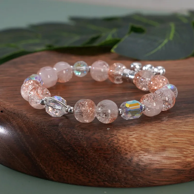 UNY JEWEL Pave Crystal Popcorn Chain Bracelet — Magnetic Clasp, 7.5 Inch, Silver/Gold Plated, Statement Jewelry