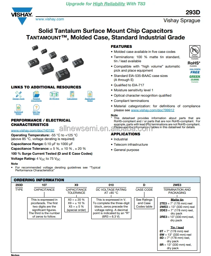 Hot sale Original TPSA106K010R0900 CAP TANT 10UF 10% 10V 1206 10uF Molded Tantalum Capacitors 10 V 1206 (3216 Metric) 900mOhm