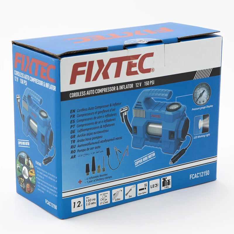Автоматический воздушный компрессор FIXTEC, насос 12 В постоянного тока 150 PSI, портативный воздушный компрессор, мини-насос для шин