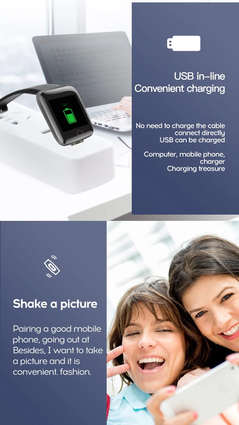 D13 Smart Watch Waterproof Smart Bracelet Heart Rate Blood Pressure Blood Oxygen Information Reminde  D13 116 Plus