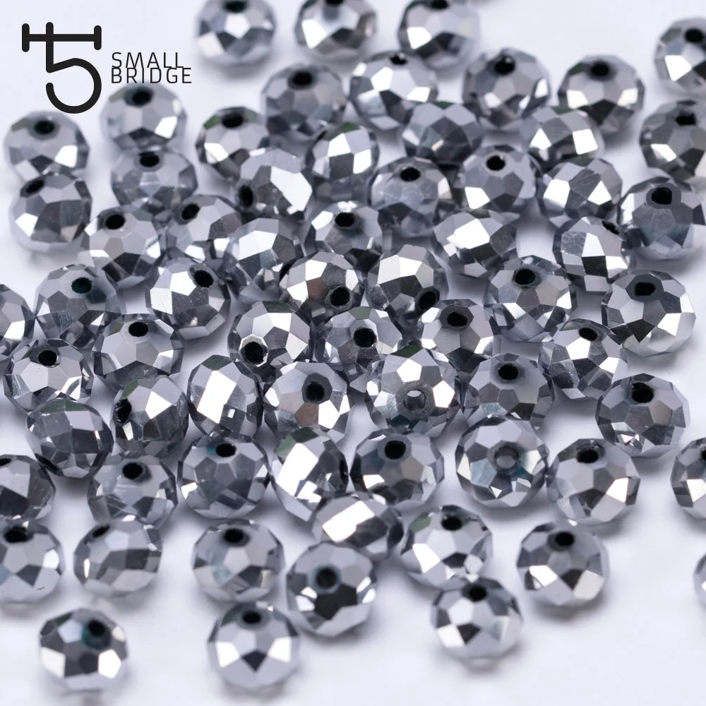 Wholesale  Plating Silver colour Faceted Rondelle crystal Beads  with Cheap Price details