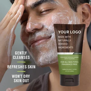Wholesale Custom Men's Hyaluronic Acid Coconut Gentle Scrub Nourishing Exfoliating Facial Cleanser Antioxidant Skincare Cream