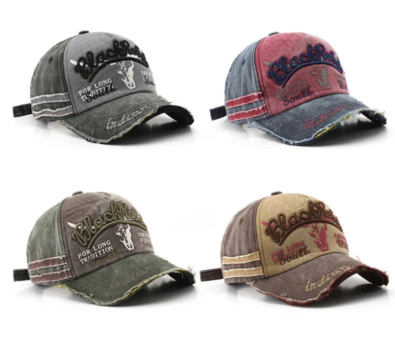 High Quality Unstructured Baseball Caps Custom Embroidery Logo Washed Vintage Distressed Cap 5 Panel Baseball Cap