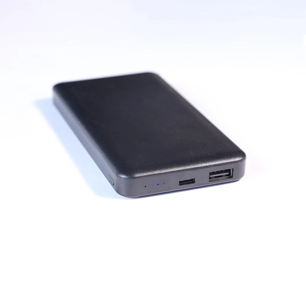Promotional Gift 10W Power Bank 10000mAh Built-in USA + C Port, Customizable Logo Small Size Portable Charger Black White PB219