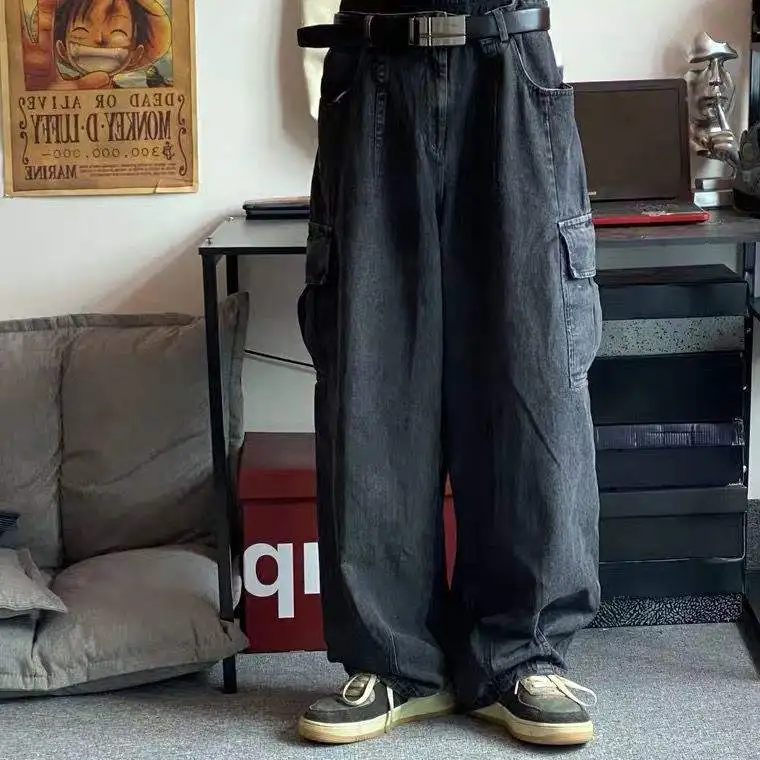 Baggy Jeans Trousers Male Denim Pants Wide Leg Pants Men's Jeans Oversize Cargo Korean Streetwear Hip Hop Harajuku