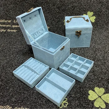 Women Girls Organizer Three Layers Earring Portable Jewel Case Jewellery Packaging Gift Boxes Travel Jewelry Box