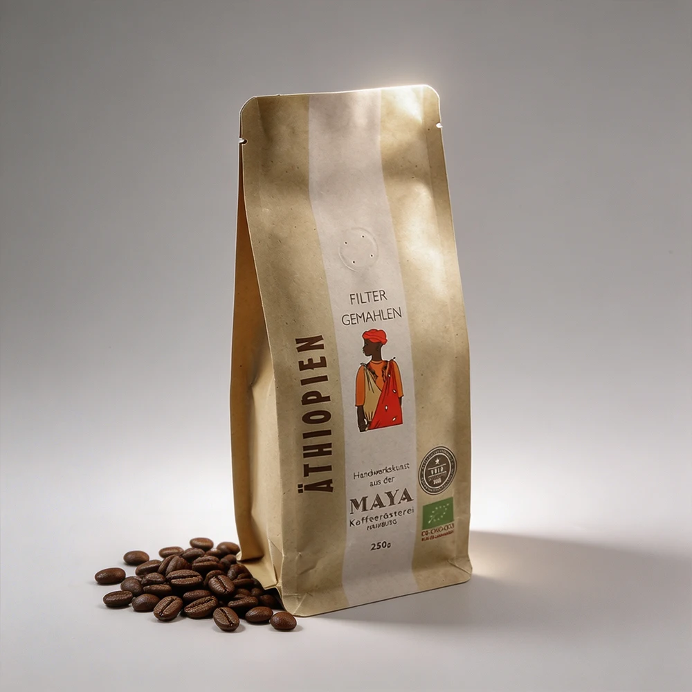 Wholesale New Design Customized Printing Flat Bottom Soft Food Grade Zipper Lock Coffee Bean Plastic Bag