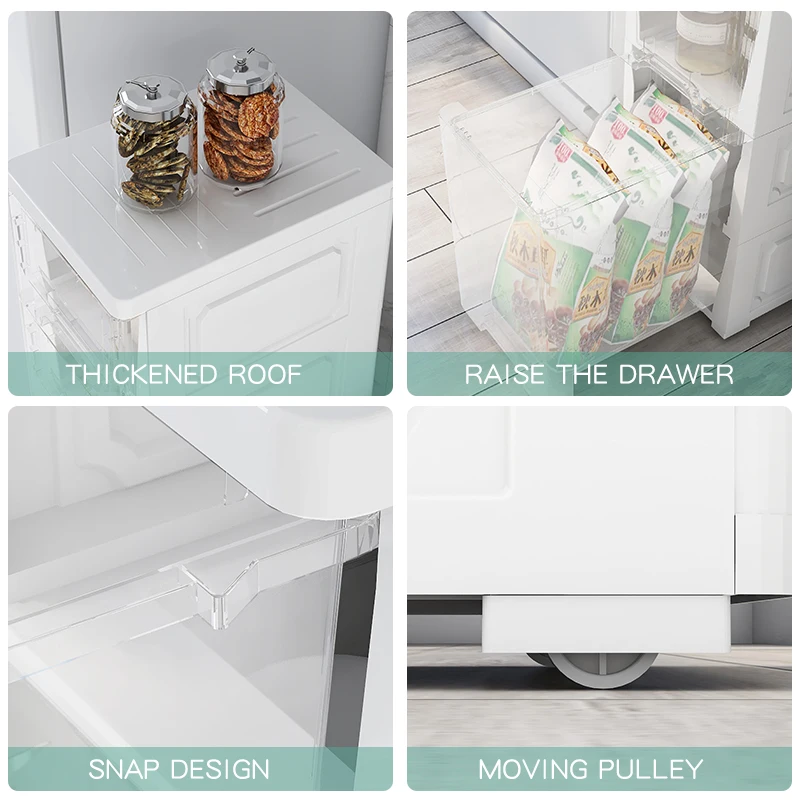 Multifunction Durable Plastics Storage Drawer Drinks and Snacks Storage Cabinet