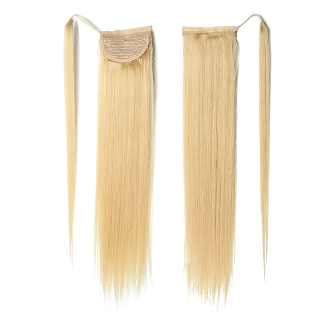 Blonde Women Claw on Ponytail Clip in Hair Extensions Straight Style Pony Tail Hairpiece