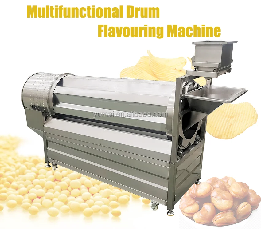 Large Stainless Steel 304 Snack Food Peanut Seasoning Mixer Flavouring Machine For Potato Chip