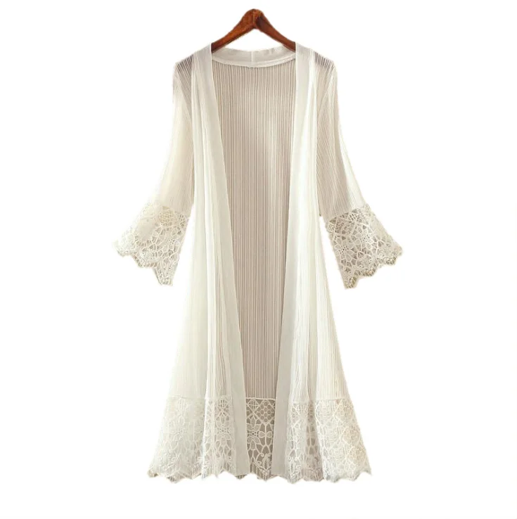 cardigan de renda longo