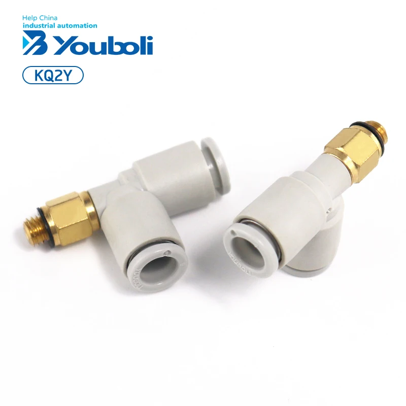 Youboli Wholesale Custom KQ2Y T-shaped Threaded Brass Pneumatic Parts Push Plastic Air Hose Connectors with Copper Fittings (Componenti di tubi d'aria in plastica con accessori in rame)