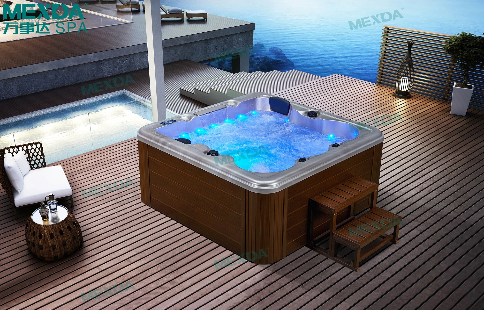 MEXDA Горячая продажа семья наружная спа-ванна 4 двухместная гидромассажная Ванна WS-293