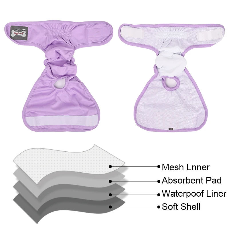 Custom Reusable Pet Dog Diaper Assorted Solid Pattern Washable Female Dog Diapers for Summer or Spring