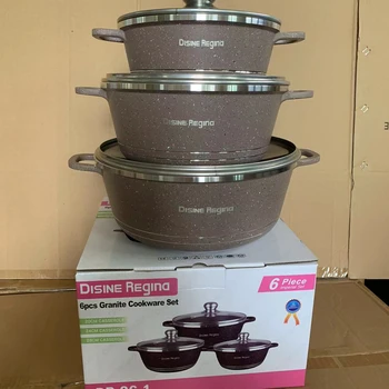 Elegant 6Piece Cooking Pot Set with Custom Logo NonStick Granite Cookware Set for Chinese Style Cooking