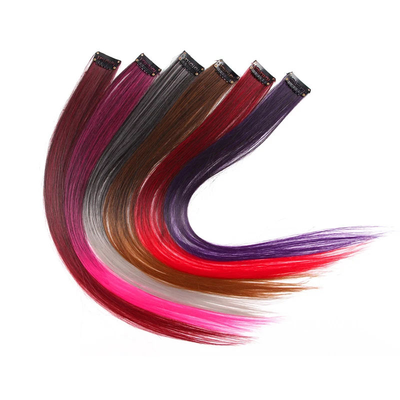 Synthetic Hairpieces Long Clip In One Hairpiece Straight Colorful Hair  Extensions For Kids Rainbow Hair Streak Highlights - Buy Synthetic  Hairpieces,Long Clip In One Hairpiece,Straight Colorful Hair Extensions For  Kids Product on
