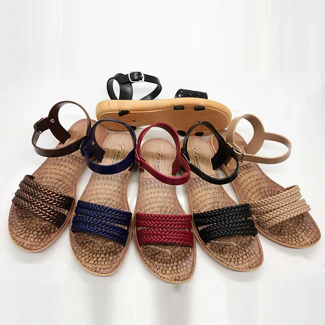 2021 jieyang завод новейший дизайн ПВХ женские сандалии на плоской подошве женская обувь женские сандалии