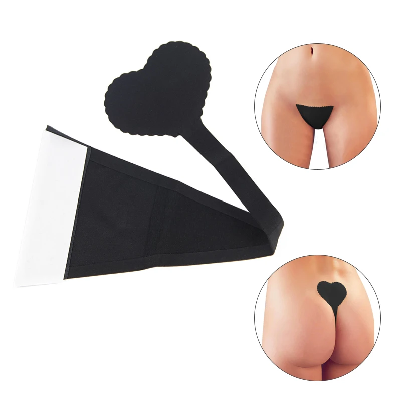 Lot De 2 Tangas En Dentelle Invisible Pour Femme - Nude - Tanga Auto-Adhésif Sans Ligne De Culotte En Forme De Cœur