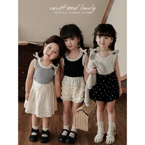 Wholesale Summer Lace Patchwork Elegant Kids Girls Tank Baby Girl Cozy High Quality Sleeveless T-shirt Hot Sale Kid Clothing