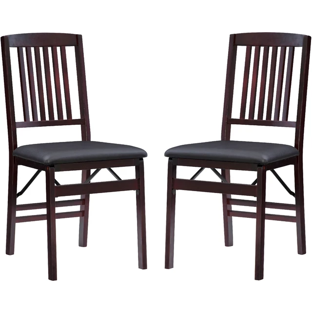 Full Back Folding Dining Chairs Rich Espresso Finish Folding Chair 2 PACK Folding Bistro Chairs