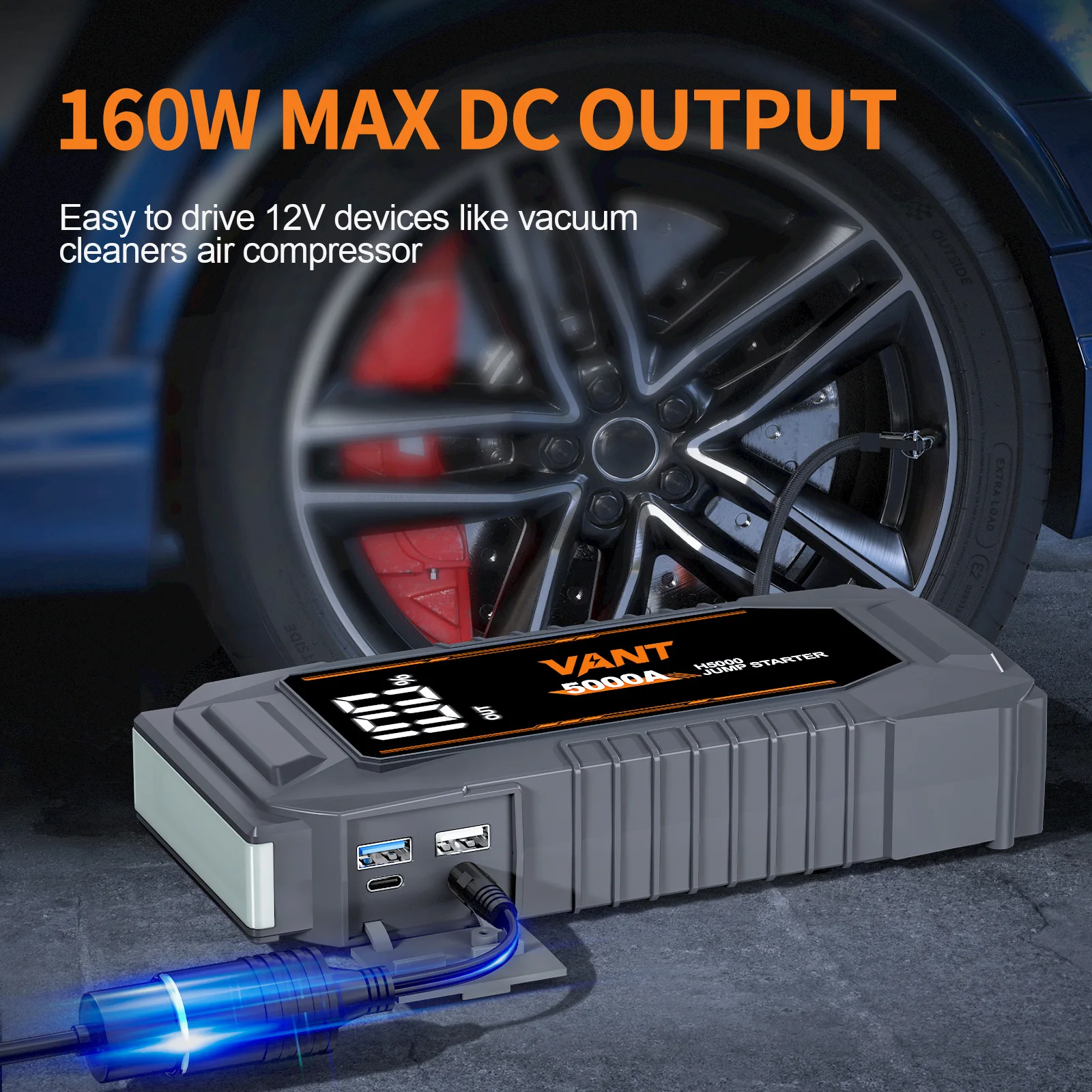 Vant Hot Selling 5000A 12V MultiFunction Car Battery Jump Starter Mini Power Bank Portable Car Jump Starter for Car