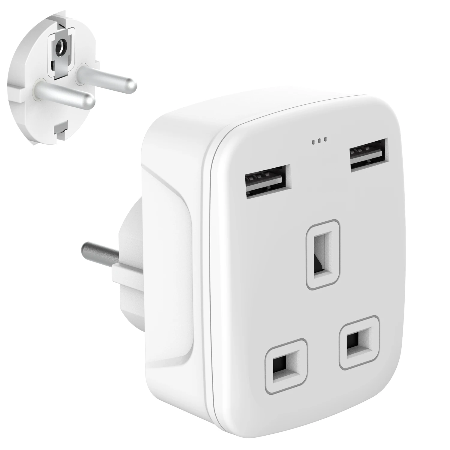 2 USB & USBC Grounded European Power Adapter Travel Adapter UK to EU Europe Plug Adaptor for Germany Spain France Turkey Greece