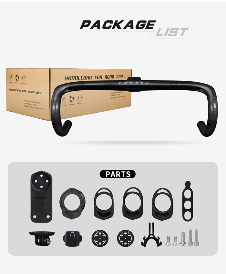 TOSEEK Guidon de vélo de route en carbone 31,8 mm en fibre de carbone 400/420/440 mm