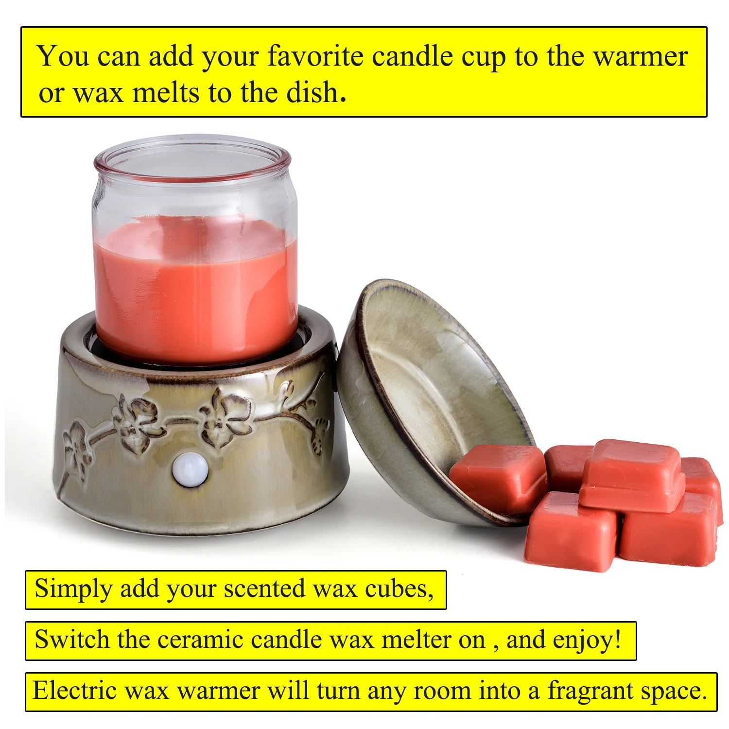 Ceramic Wax Warmer Candle Melt Warmer 3 In 1 Fragrance Candle Warmer Electric Melter Electric 7147