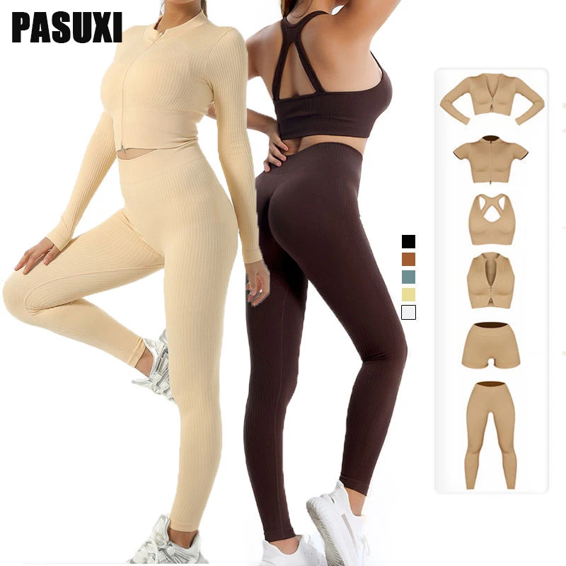 Pasuxi 6 Uds Sin Costuras Acanalado Tập Thể Dục Yoga Deportes Entrenamiento  Gimnasio Conjunto Ropa Deportiva Ropa Para Mujeres - Buy Conjuntos De Yoga  Tập Thể Dục Para Mujer,Conjunto De Yoga Acanalado,Conjuntos